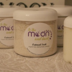 A selection of products sold by To the Moon and Back, Miranda Veide's health and wellness line.